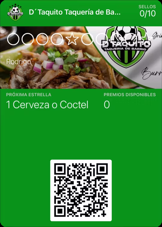 Tarjeta de lealtad de D´Taquito Taquería de Barrio
