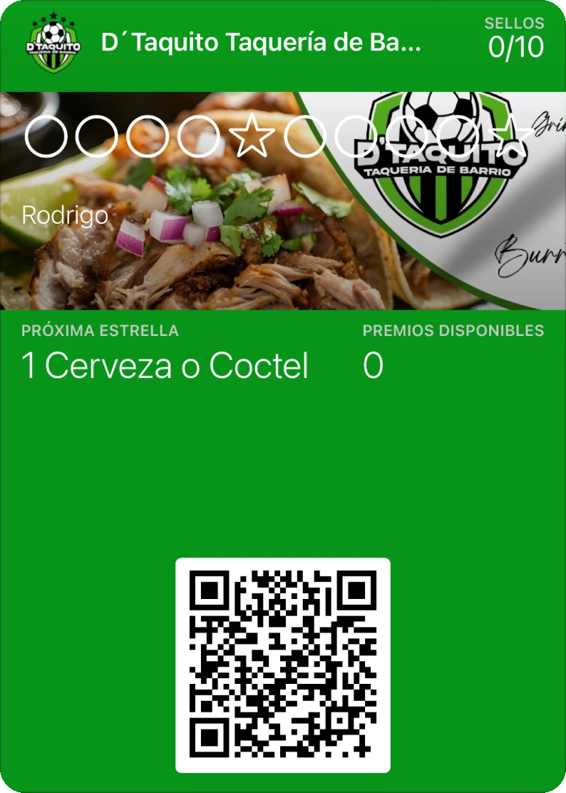 Tarjeta de lealtad de D´Taquito Taquería de Barrio